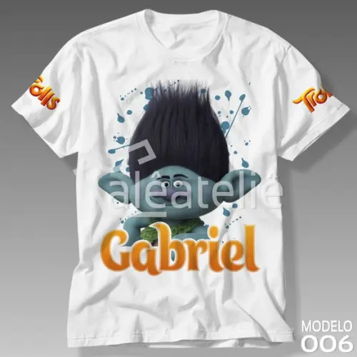 Camiseta Trolls Poppy Tronco Bridget Gristle Personalizada