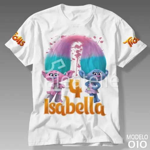 Camiseta Trolls Poppy Tronco Bridget Gristle Personalizada
