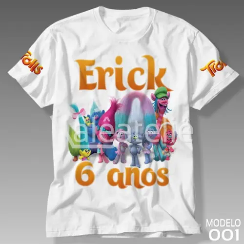 Camiseta Trolls Poppy Tronco Bridget Gristle Personalizada