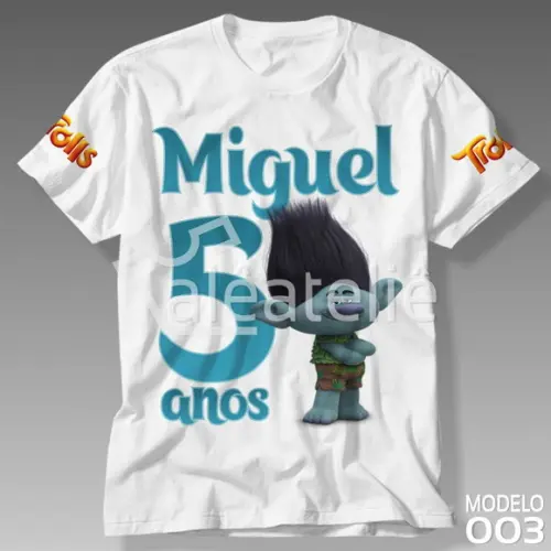 Camiseta Trolls Poppy Tronco Bridget Gristle Personalizada