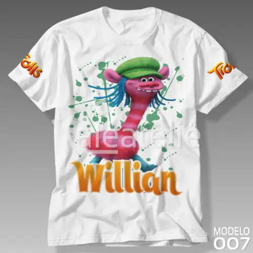 Camiseta Trolls Poppy Tronco Cooper Gristle Personalizada