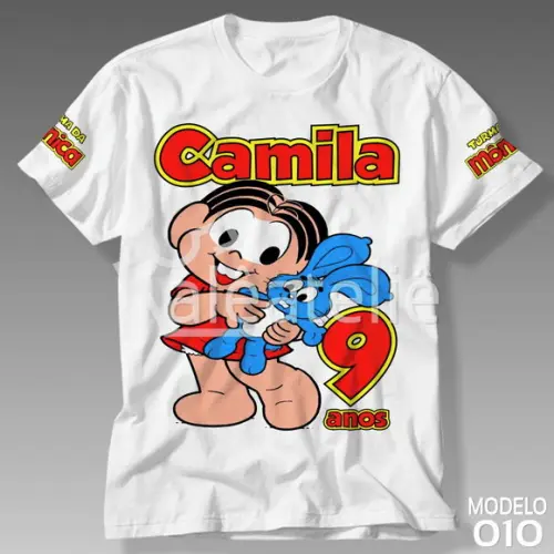 Camiseta Turma da Mônica Infantil Personalizada com Nome