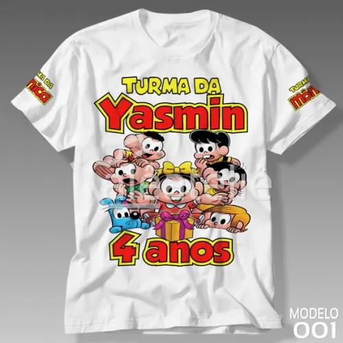 Camiseta Turma da Mônica Infantil Personalizada com Nome