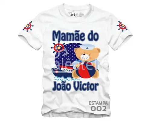 Camiseta Urso Marinheiro Personalizada Festa Aniversário