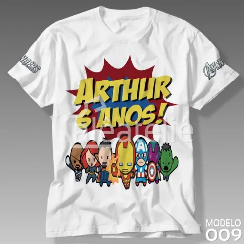 Camiseta Vingadores Avengers Festa Infantil Personalizada