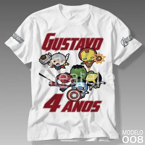 Camiseta Vingadores Avengers Desenho Infantil Personalizada