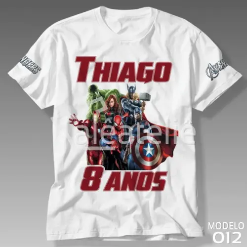 Camiseta Vingadores Avengers Festa Heróis Personalizada