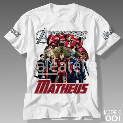 Camiseta Vingadores Avengers Infantil Adulto Personalizada