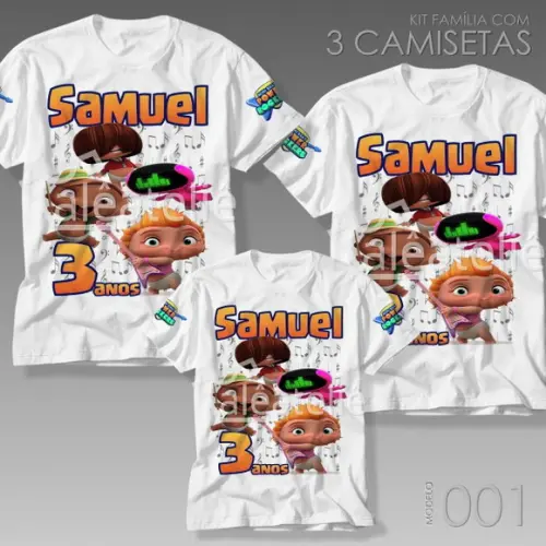 Kit 3 Camisetas MiniBeat Power Rockers Festa Aniversário