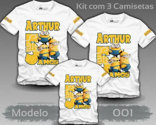 Kit 3 Camisetas Minions Malvado Favorito