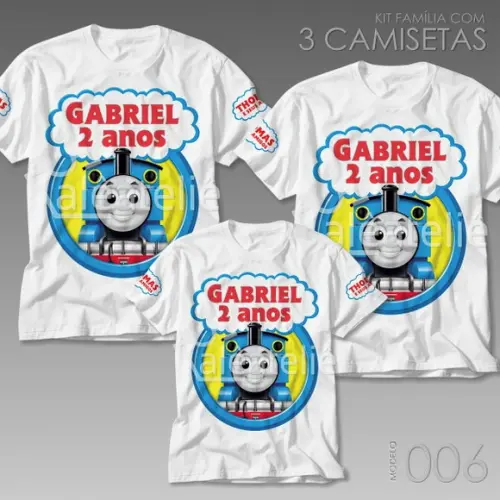 Kit 3 Camisetas Thomas e seus Amigos Aniversario Festa