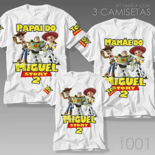 Kit 3 Camisetas Toy Story Papai Mamãe Kit Festa Aniversário