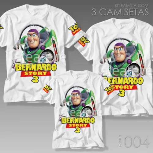 Kit 3 Camisetas Toy Story Buzz Lightyear Festa Aniversário