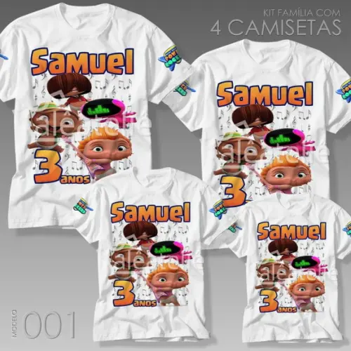 Kit 4 Camisetas MiniBeat Power Rockers Festa Aniversário
