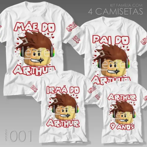 Kit 4 Camisetas Roblox Festa Infantil Família Aniversario