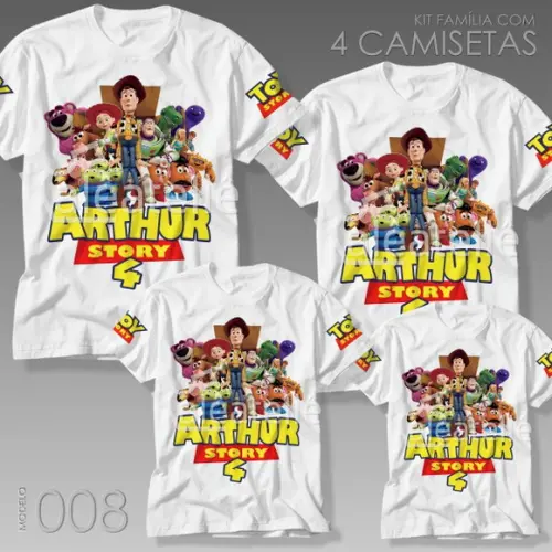 Kit 4 Camisetas Toy Story 4 Kit Festa Aniversário