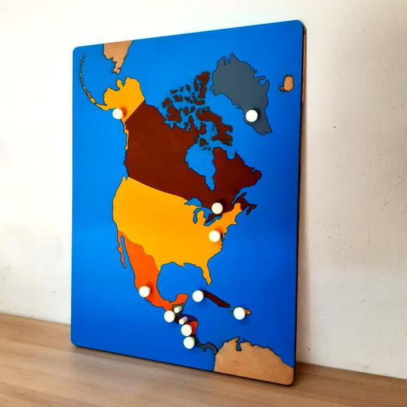 Quebra Cabeças Montessori Mapa da América do Norte