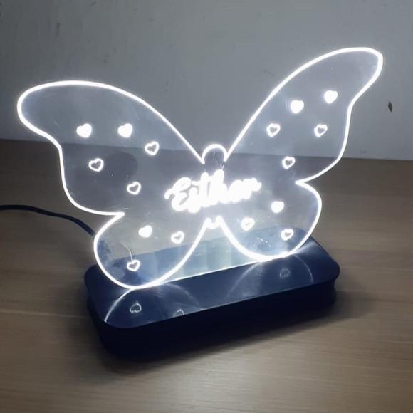 Luminária Personalizada Borboleta em Acrílico