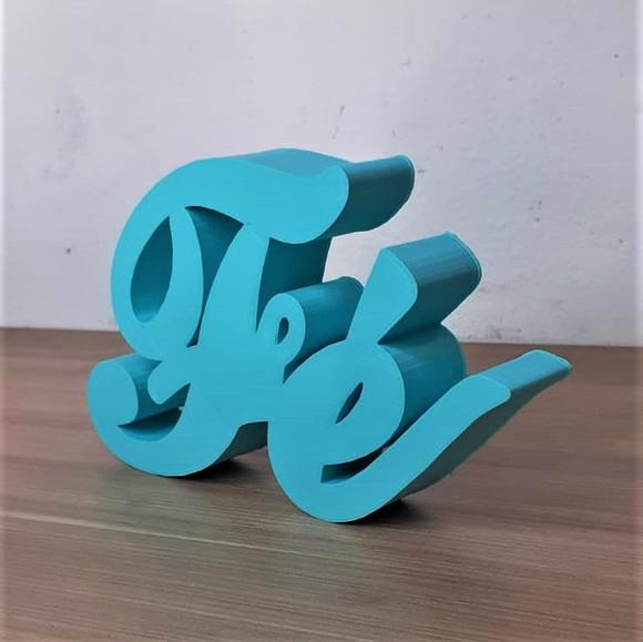 Palavra Decorativa Fé Feita com Impressão 3d