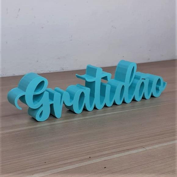 Palavra Decorativa Gratidão Feita com Impressão 3d