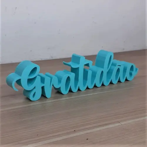 Palavra Decorativa Gratidão Feita com Impressão 3d