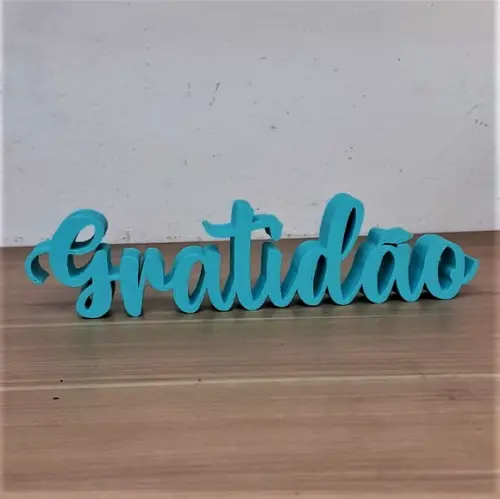 Palavra Decorativa Gratidão Feita com Impressão 3d