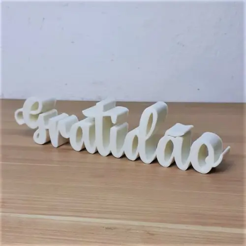 Palavra Decorativa Gratidão Feita com Impressão 3d