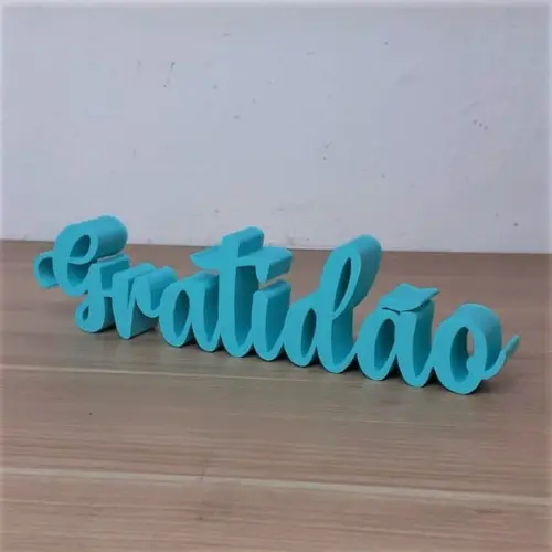 Palavra Decorativa Gratidão Feita com Impressão 3d