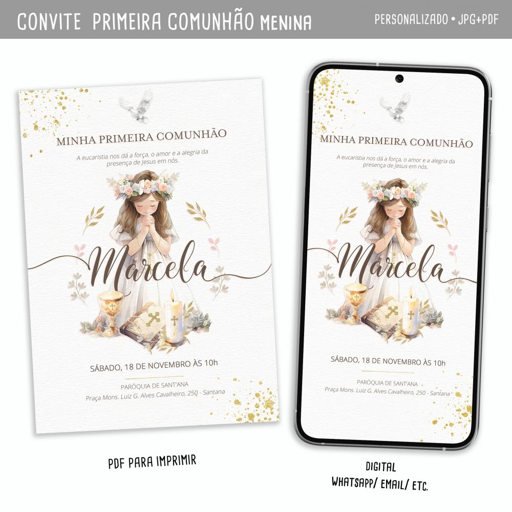 Convite Digital Primeira Comunhão #1 Menina  & Menino
