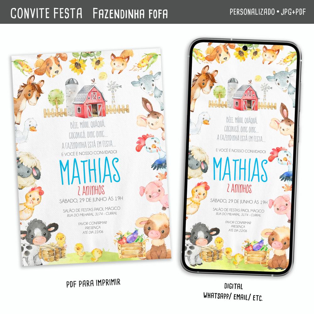 Convite Digital Fazendinha Fofa