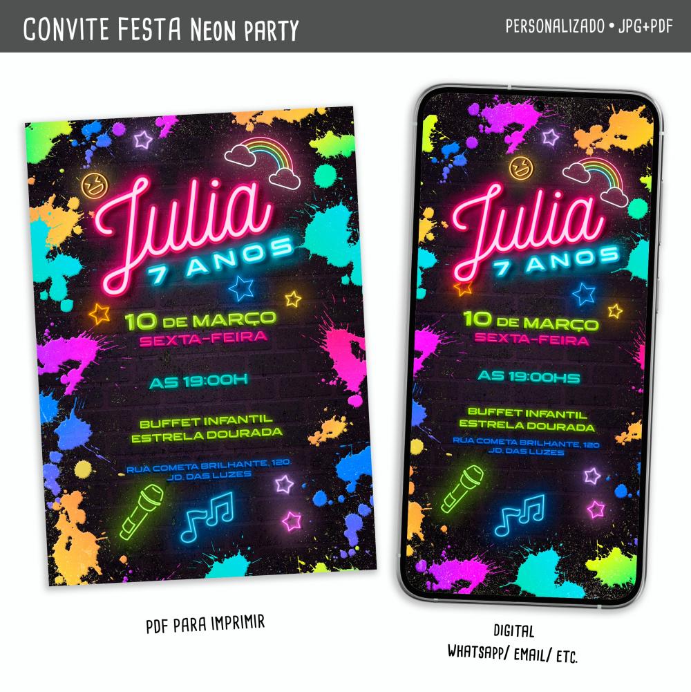 Convite Digital Festa Neon