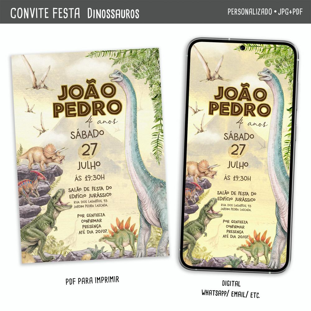 Convite Digital Dinossauros