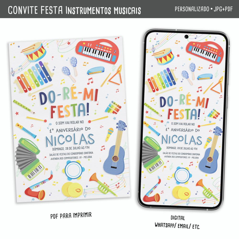 Convite Digital Música/ Instrumentos Musicais