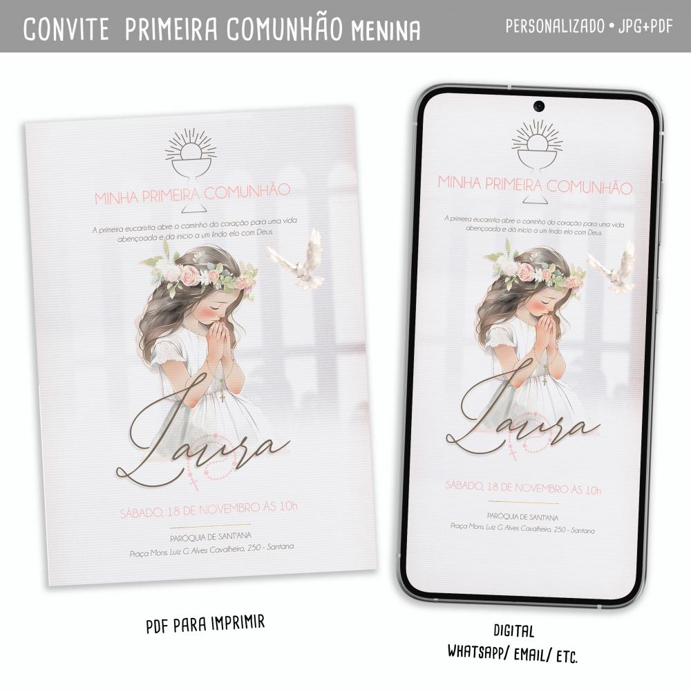 Convite Digital Primeira Comunhão Menina#2