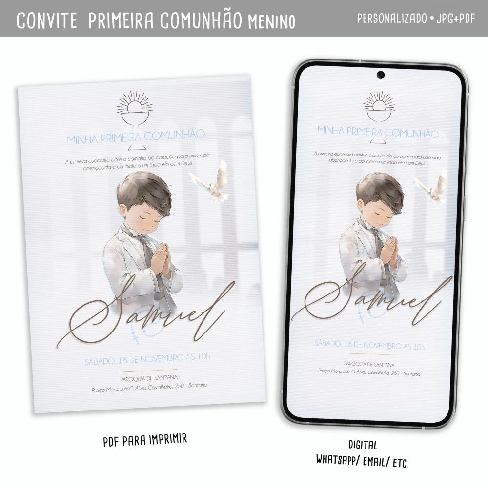 Convite Digital Primeira Comunhão Menino#2