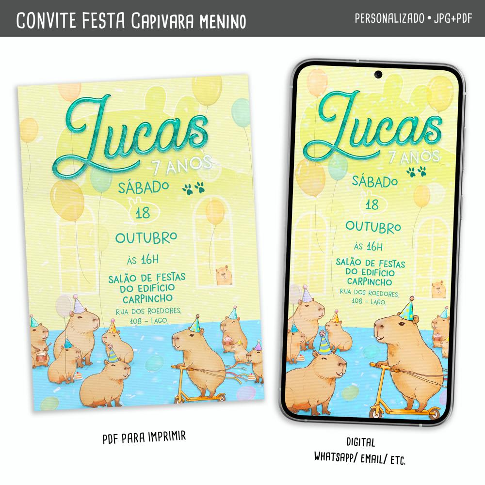 Convite Digital Capivara Meninos