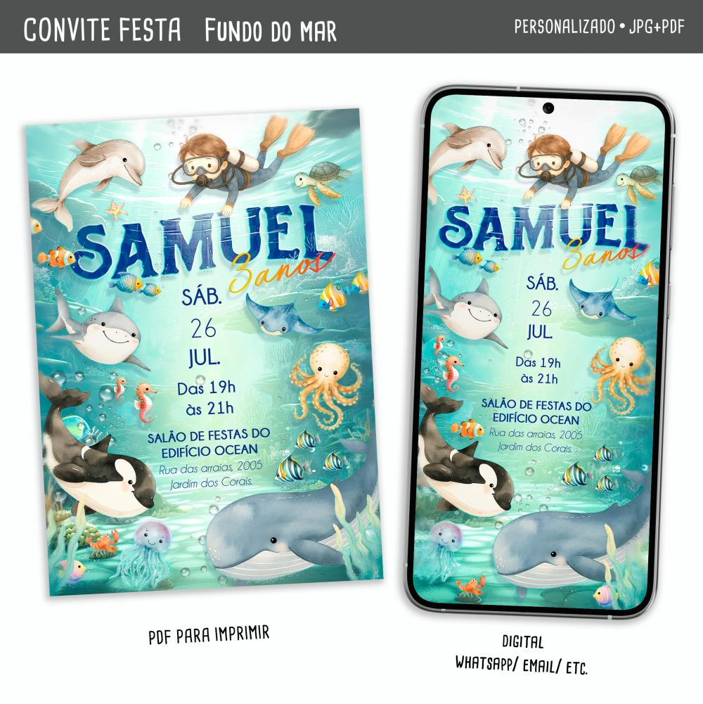 Convite Digital Fundo do Mar