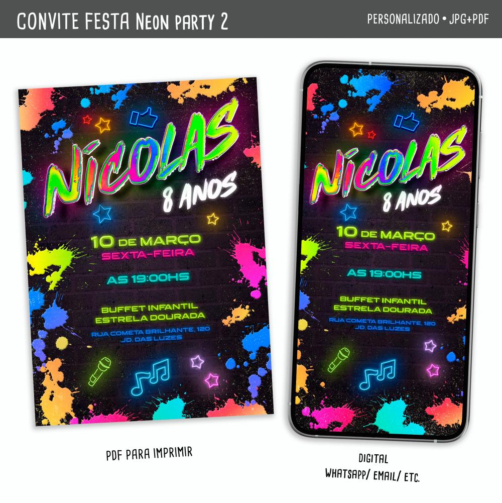 Convite Digital Festa Neon 2