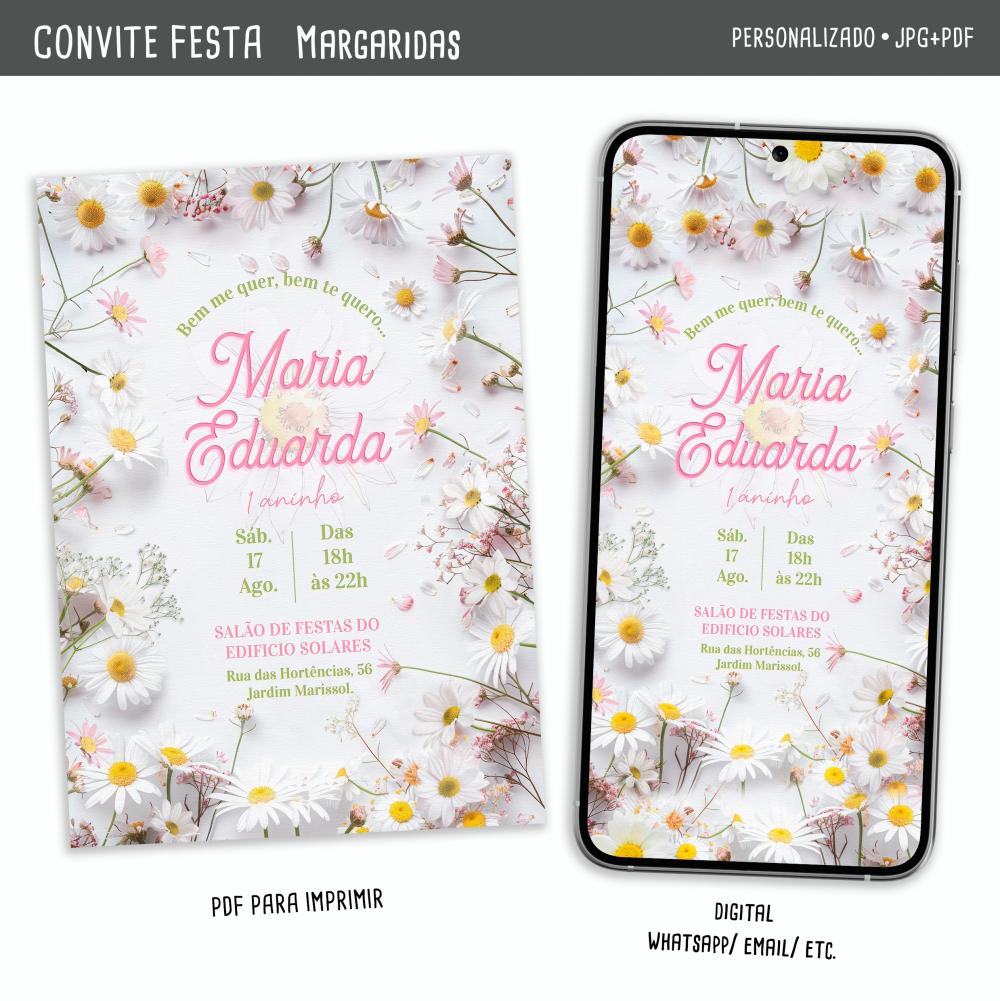 Convite Digital Margaridas/ Bem Me Quer!