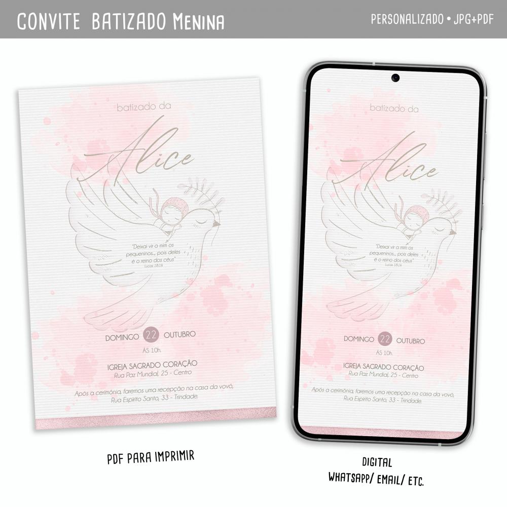 Convite Digital Batismo Menina