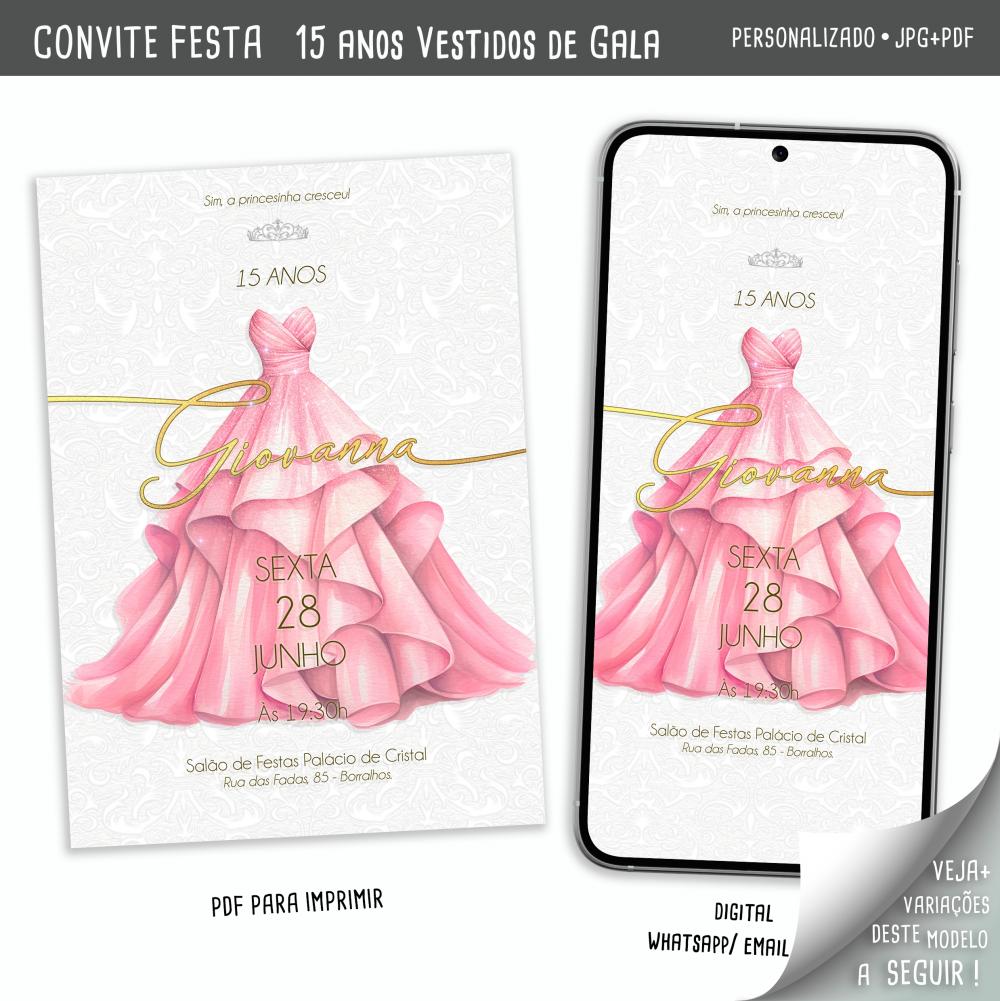 Convite Digital 15 Anos Vestidos de Gala