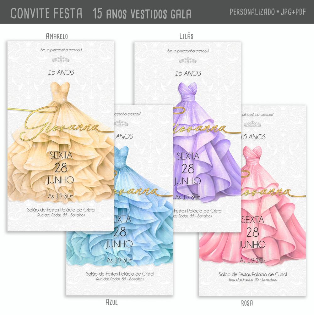 Convite Digital 15 Anos Vestidos de Gala