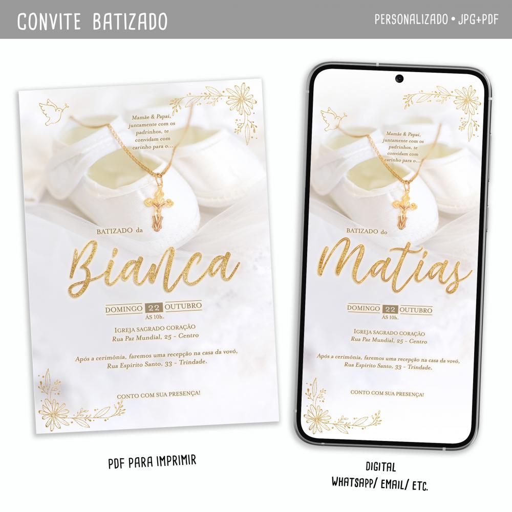 Convite Digital Batismo (unisex)