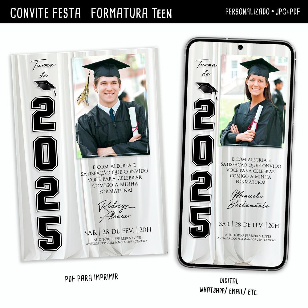 Convite Digital Formatura Teen / com Foto (unisex)