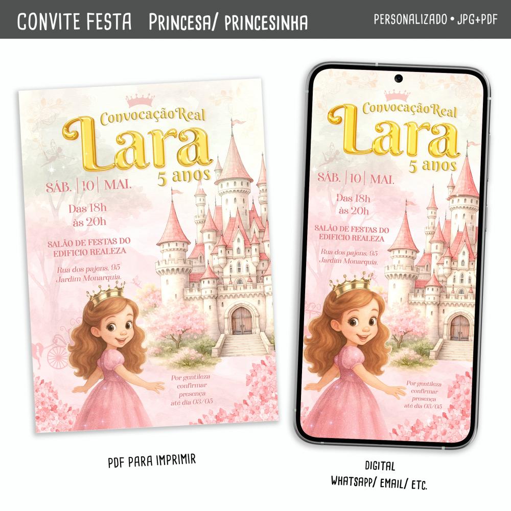 Convite Digital Princesa/ Princesinha