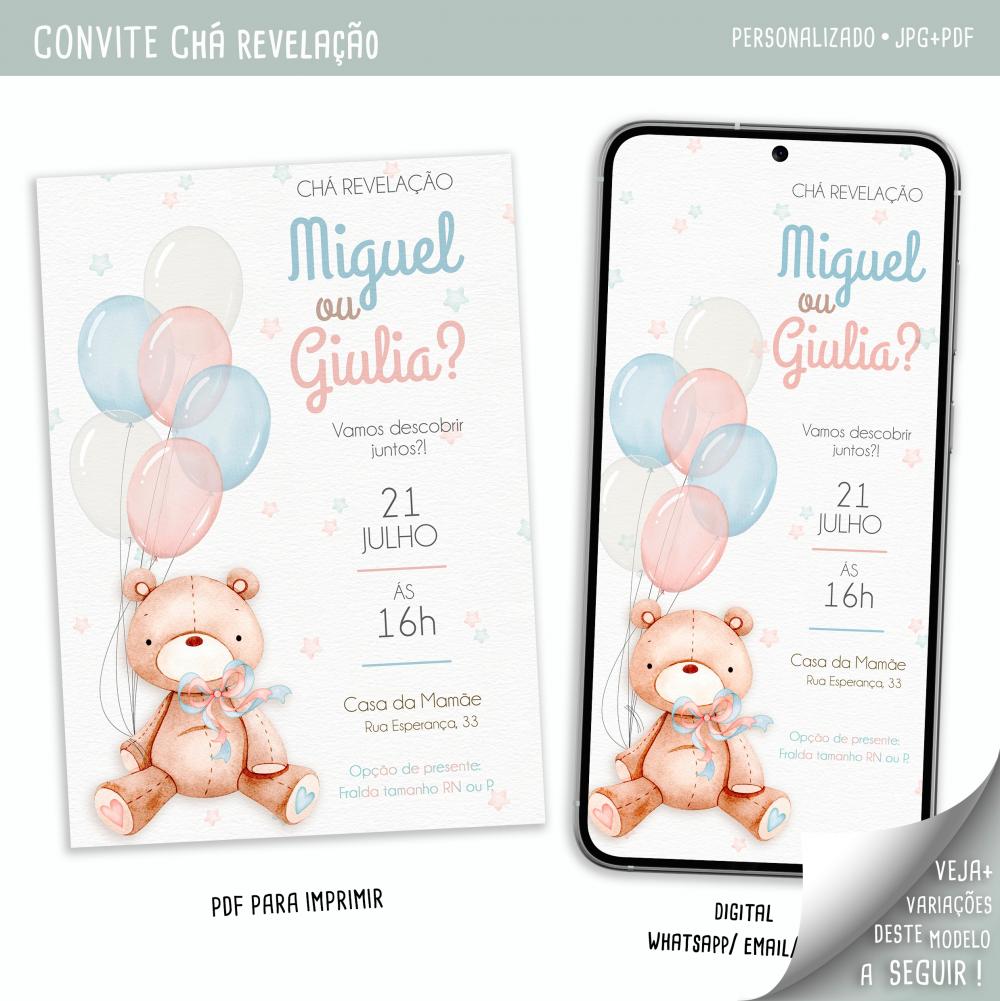 Convite Digital Chá Revelação