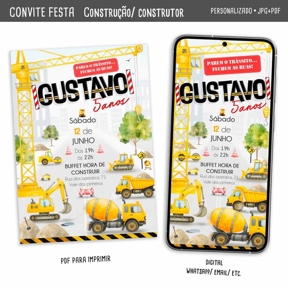 Convite Digital Construção / Pequeno Construtor