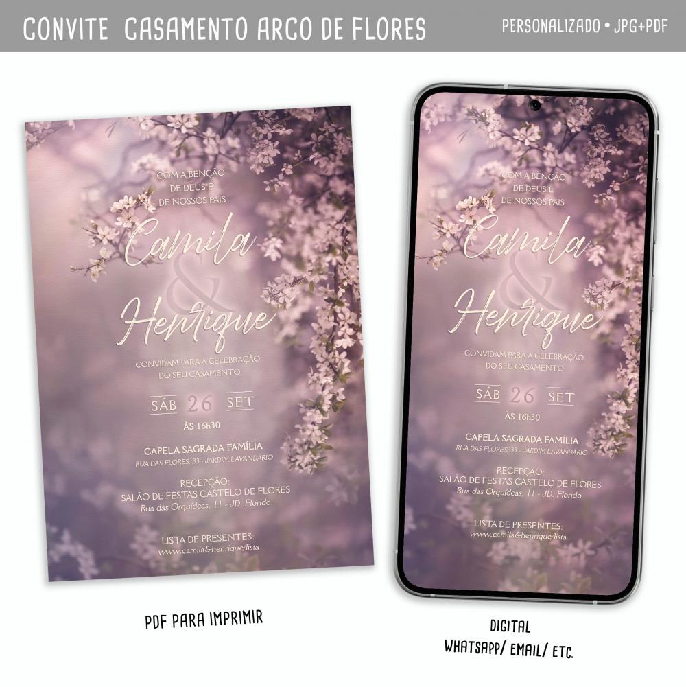 Convite Digital Casamento Jardim Florido