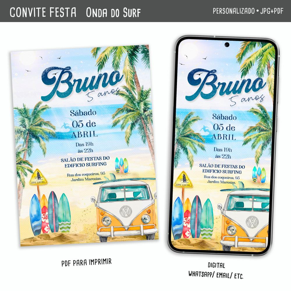 Convite Digital Surf/ na Onda do Surf
