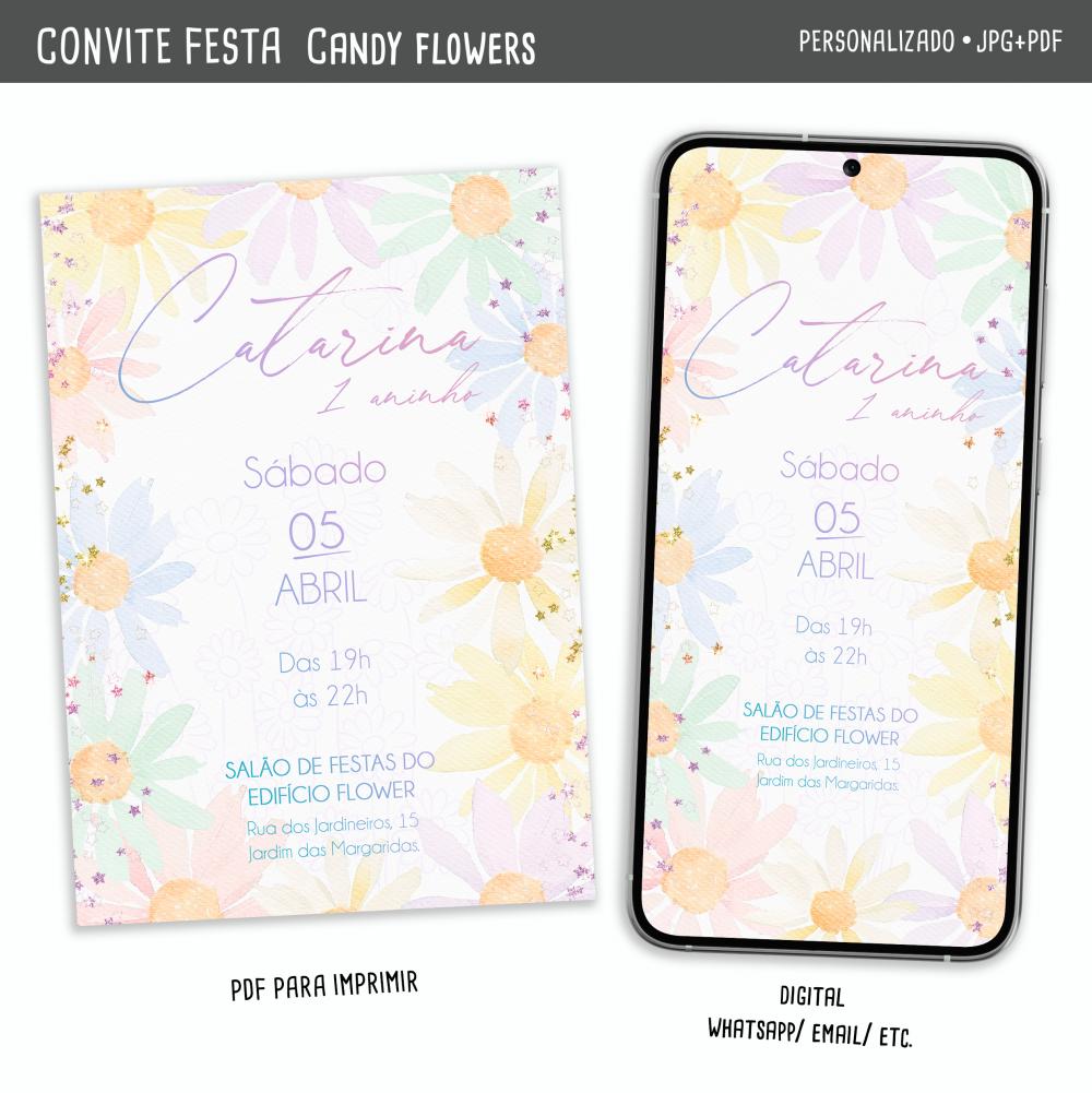 Convite Digital Flores Candy
